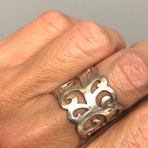 Silpada Eden Filigree Wide Band Ring - Sterling Silver, Size 7.5